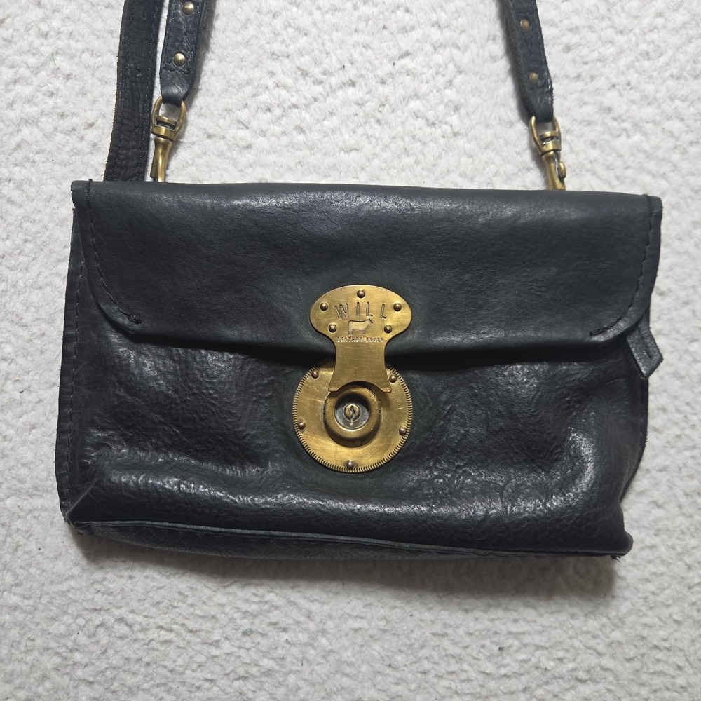 Vintage Will Leather Goods Lock Leather Purse With‎ Strap